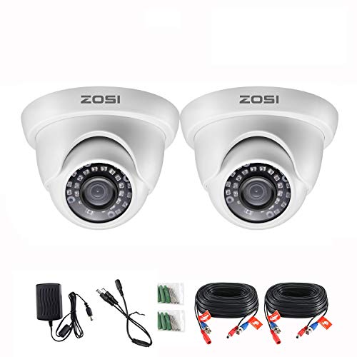 ZOSI 1080P Cámara de Vigilancia Exterior para Kit de Cámara de Seguridad DVR, 20m Visión Nocturna, 2 Pack Blanco