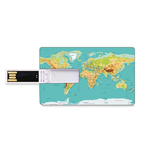 16 GB Unidades flash USB flash Mapa Forma de tarjeta de crédito bancaria Clave comercial U Disco de almacenamiento Memory Stick Mapa de la geografía mundial Continentes y países Imagen de la cartograf