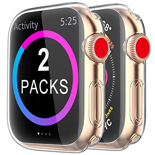 [2 pack] Funda Apple Watch 44mm Series 6/5/4/SE, Protector Pantalla iWatch case Protección Completo Anti-Rasguños Ultra Transparente Funda Suave TPU