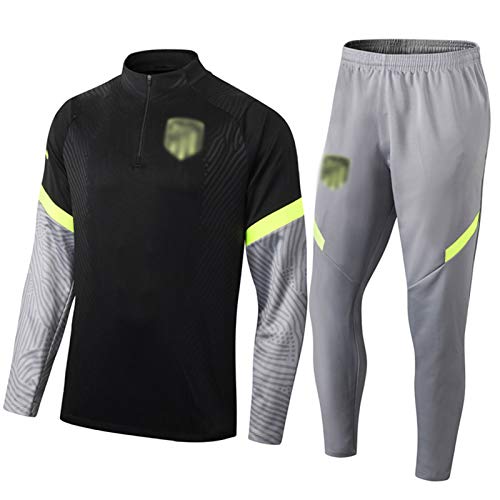 2021 Atlétìcà Mǎdrǐd Football Training Suit Negro - Camiseta De Fútbol De Los Colchoneros para Hombre | Chándal De Manga Larga | Ropa De Apariencia | Abrigo + Pantal XL