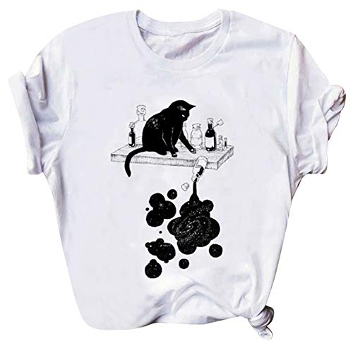 2021 Nuevo Camiseta Mujer Verano Manga Corta Gato Negro Impresión Animal Moda Blusa Camisa Cómodo Cuello Redondo Basica Camiseta Suelto Tops Casual Fiesta T-Shirt Original tee 2021 Nuevo Camiseta Mujer Verano Manga Corta Gato Negro Impresión Animal Moda Blusa Camisa Cómodo Cuello Redondo Basica Camiseta Suelto Tops Casual Fiesta T-Shirt Original tee