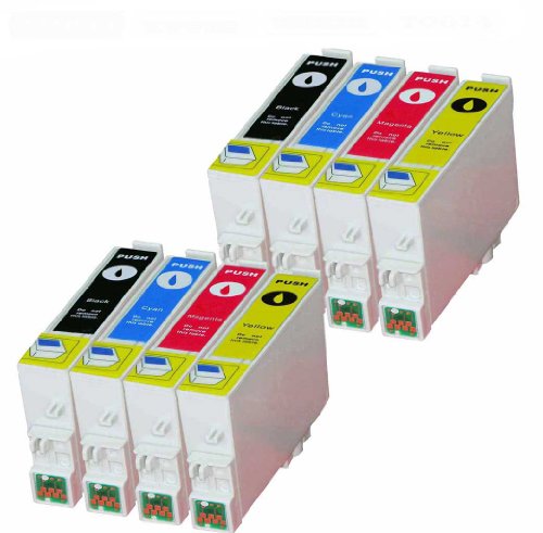 8 Cartuchos de impresora para Epson (T0555) T0551, T0552, T0553, T0554, Epson Stylus Photo RX420 RX425 RX520 R240 R245 compatible