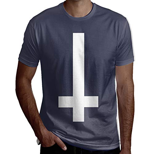 ABCEEEK Camiseta de manga corta para hombre con estampado de cruz invertida, ropa de trabajo al aire libre, camiseta de algodón para hombre, ajuste clásico