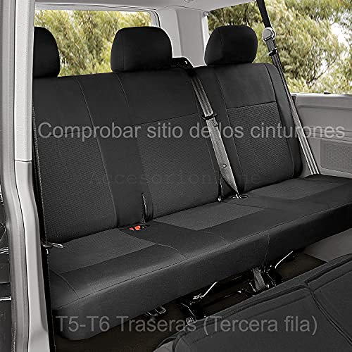 Accesorionline Fundas de Asiento para T5 T6 - 2-9plazas -100% A Medida caravelle multivan California Transporter Camper 4motion 4x4 (T5-T6 Traseras)