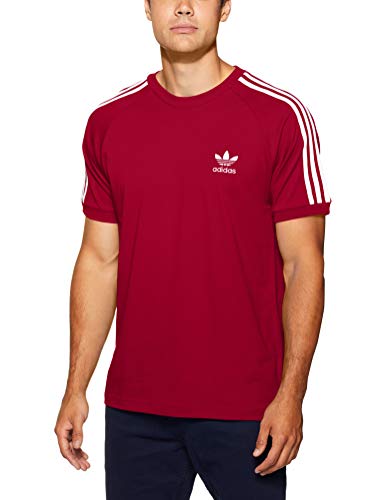 adidas 3-Stripes Camiseta, Hombre, Rojo (Burdeos Universitario), S