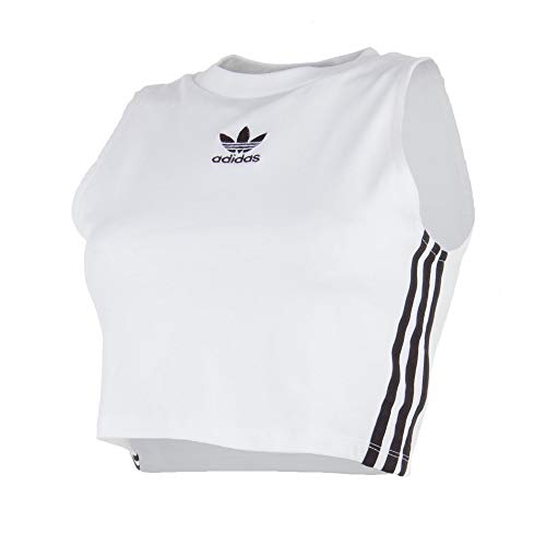 Adidas Crop Tank Camiseta, Mujer, 48, Blanco / Negro