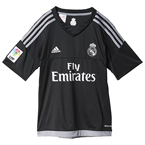 Adidas Equipación Real Madrid CF - Camiseta oficial adidas de portero para niños, Negro / Gris, 13-14 años (Talla de fabricante:164)