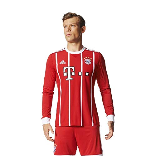 adidas FC Bayern München Home Replica Jersey Longsleeve 2017/18 Camiseta 1ª Equipación Munich 2017-2018, Hombre, Rojo (rojfcb/Blanco), L