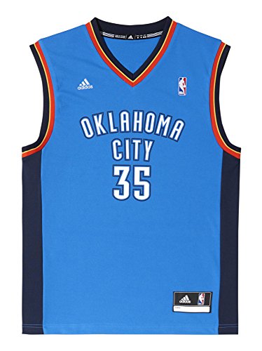 adidas Oklahoma City Thunder Kevin Durant NBA Replica - Camiseta din mangas de baloncesto, color azul / naranja / blanco, talla S
