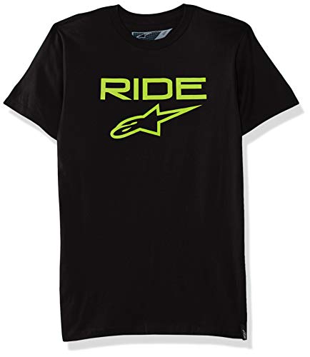 Alpinestar Ride 2.0 tee Camiseta de Manga Corta con Logo de Corte Moderno, Hombre, Black/Green, M