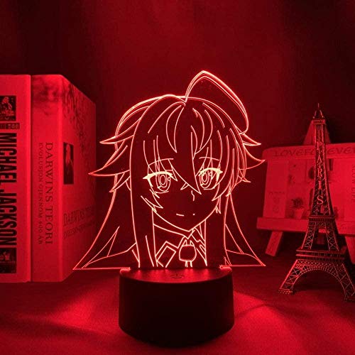Anime 3D Lámpara Noche Luz High School DXD LED Luz para Decor del hogar Regalo de cumpleaños Manga Noche Rias Gremory High School DXD-Touch Control-Control tactil