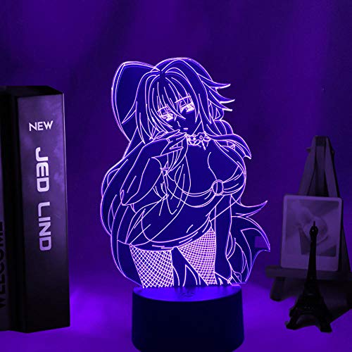 Anime 3D luz noche acrílico ilusión lámpara escuela secundaria DxD Rias Gremory diseño control remoto táctil USB niños sueño regalo de cumpleaños interior creativo decoraciones