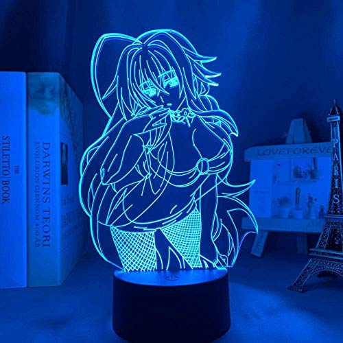 Anime Illusion 3D Lámpara LED Luz High School DXD Rias Gremory para NIÑOS Dormitorio Decor Noche Luz Brithday Regalo Habitación High School DXD Manga-Remote Control-Control tactil