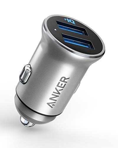 Anker Mini 24 W 4,8 A Metal Dual USB Cargador de Coche, PowerDrive 2 aleación Flush Fit Adaptador de Coche con LED Azul, para iPhone XR/Xs/Max/X/8/7/Plus, iPad Pro/Air 2/Mini, Galaxy, LG, HTC y más