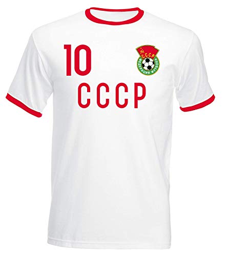 aprom CCCP UDSSR No.10 - Camiseta de fútbol retro de Rusia Blanco XL