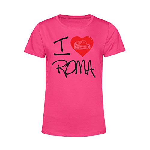 Art T-shirt, Camiseta I Love Roma Souvenir, Mujer Rosa XS