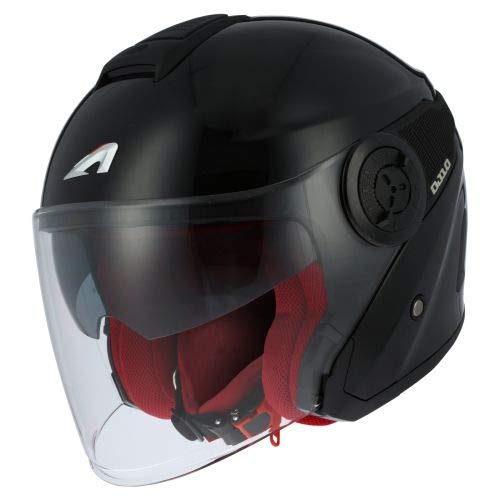 Astone Helmets - Casque jet DJ10-2 monocolor- Casque jet à écran long - Casque jet moderne en polycarbonate - Gloss black S