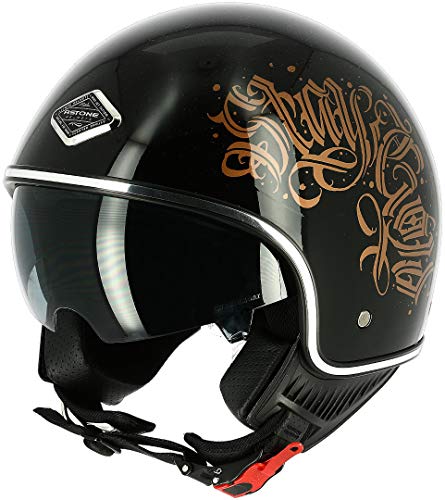 Astone Helmets MINI66 Black Letters Casco de Moto, Hombre, Negro Brillante, Small