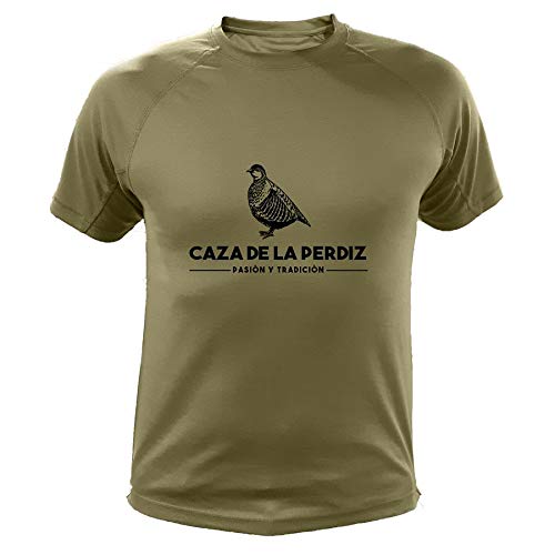 AtooDog Camiseta de Caza, Pasión y Tradición, Caza de la Perdiz (30136, Verde, S)