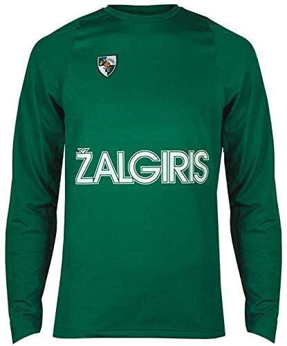 BC Zalgiris Kaunas Game Day Warm Up Long Sleeve T-Shirt Camiseta de Calentamiento Oficial de Baloncesto, Hombre, Green, Extra Large