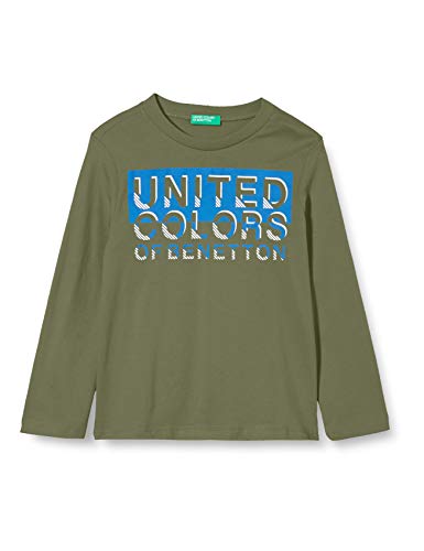Benetton T-Shirt M/l Camiseta de Manga Larga, Verde (Four Leaf Clover 07n), 98-104 para Niños