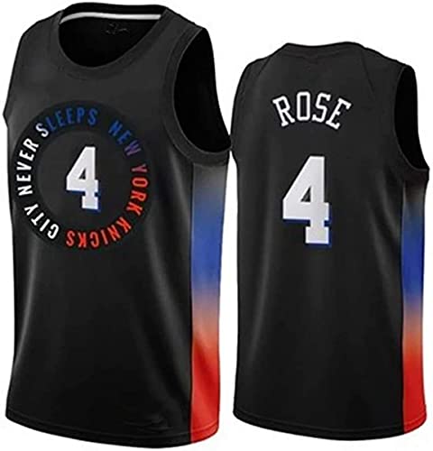 BMSGM Hombres Jerseys-NBA New York Knicks NBA # 4 Derrick Rose Camiseta De Baloncesto Sin Mangas Camiseta Deportiva, Malla De Tela Transpirable,A,L(175~180CM/75~85KG)