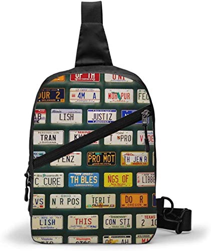 Bolsa de hombro original para placas de matrícula, bolso de hombro para exteriores, senderismo, viajes, bolsa de bolsillo personal para mujeres, hombres, resistencia al agua Bolsa de hombro original para placas de matrícula, bolso de hombro para exteriores, senderismo, viajes, bolsa de bolsillo personal para mujeres, hombres, resistencia al agua