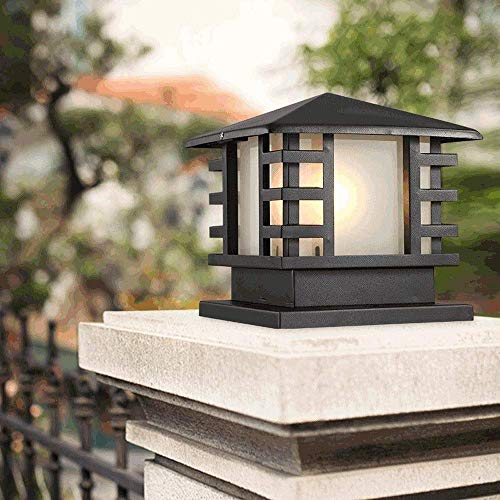 Bonnik Multi-Tamaño IP44 Luz de columna de paisaje impermeable Aluminio negro Villa de fundición a presión Poste de pilar Linterna Luz cuadrada Puerta de la casa Farola rural Entrada a la piscina Ja