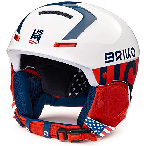 Briko - Casco de esquí para hombre, color blanco y rojo, color blanco, tamaño M/L