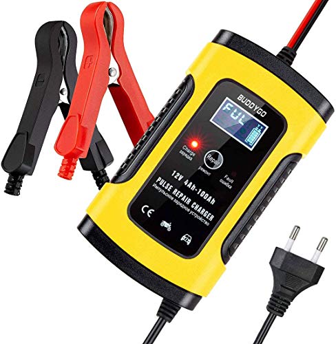 BUDDYGO Cargador de Batería Coche Mantenimiento Automático Inteligente 5A 12V con Múltiples Protecciones para Coche Moto ATV RV Barco BUDDYGO Cargador de Batería Coche Mantenimiento Automático Inteligente 5A 12V con Múltiples Protecciones para Coche Moto ATV RV Barco