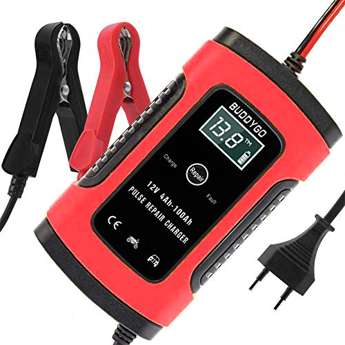 BUDDYGO Cargador de Batería Coche Mantenimiento Automático Inteligente 5A 12V con Múltiples Protecciones para Coche Moto ATV RV Barco BUDDYGO Cargador de Batería Coche Mantenimiento Automático Inteligente 5A 12V con Múltiples Protecciones para Coche Moto ATV RV Barco