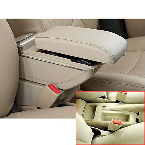 Caja Reposabrazos Coche Para V&W Para V&W Bora Para Golf 4 Aumentar La Función Carga Consola Central Reposabrazos Coche De Doble Capa Con 7 Puertos USB LED Incorporado Apoyabrazos ( Color : Beige )