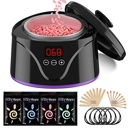 Calentador de Cera Eléctrico, 500ml Fundidor de Cera de Depilación Profesional y Agradable para la Piel para Mujer y Hombre en Casa y Salón, 4 * 100g Depilatoria Cera, 20 Palos Calentador de Cera Eléctrico, 500ml Fundidor de Cera de Depilación Profesional y Agradable para la Piel para Mujer y Hombre en Casa y Salón, 4 * 100g Depilatoria Cera, 20 Palos