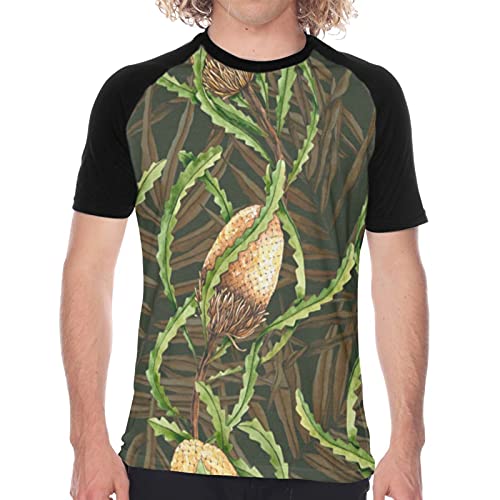 Camiseta de Manga Corta para Hombre,Stock Photo Patrón Sin Fisuras con Acuarela Banksia Seca,Divertidas Imprimir gráfica con Cuello Redondo y diseño Creativo S Camiseta de Manga Corta para Hombre,Stock Photo Patrón Sin Fisuras con Acuarela Banksia Seca,Divertidas Imprimir gráfica con Cuello Redondo y diseño Creativo S