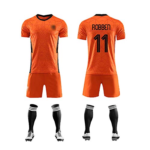 Camiseta del equipo de Holanda 2021 Camiseta de fútbol de la selección nacional Traje deportivo Traje de camiseta de fútbol para niños, ropa deportiva Camiseta + pantalón corto de fútbol 16 No.11