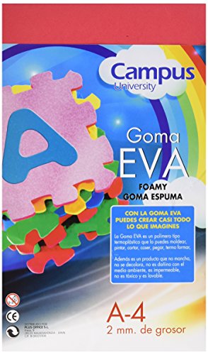 Campus University EVA-A4-RD - Goma, 2 mm, 10 unidades, A4, rojo