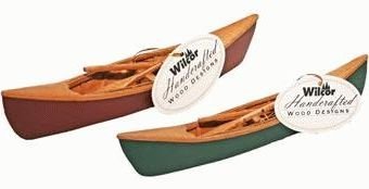 Canoa de madera hecha a mano con palas réplica en miniatura (1 unidad) 17,78 cm