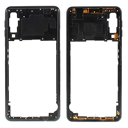 Carcasa de repuesto MIDDLE Frame con marco central + teclas de volumen compatible para Samsung Galaxy A7 2018 A750F SM-A750 negro