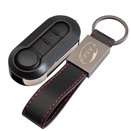 Carcasa Funda Llave Remoto Mando Fiat 500 3 Botones para Fiat Grande Punto Panda Ducato To Ulysse con Llavero de Cuero KASER Carcasa Funda Llave Remoto Mando Fiat 500 3 Botones para Fiat Grande Punto Panda Ducato To Ulysse con Llavero de Cuero KASER