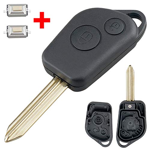 Carcasa para llave de coche con 2 microinterruptores para Citroen Picasso, Saxo, Berlino, Xsara, 2 botones, hoja sin cortar