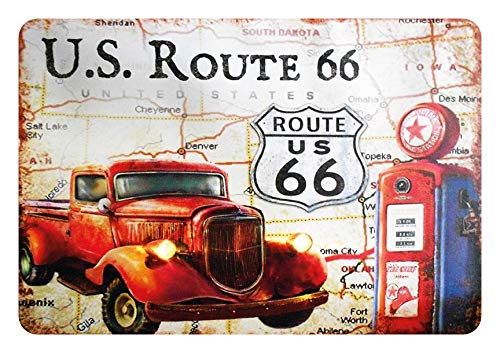 Cartel de chapa de 20 x 30 cm, arqueado de la Ruta 66, estación de gasolinera, decoración de regalo, vintage