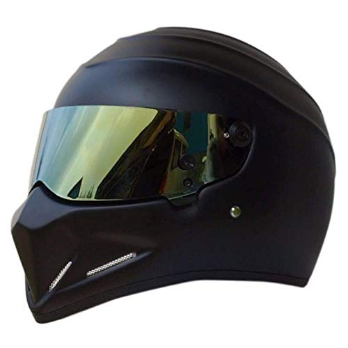 Casco de moto Alien Integral con visera, OffRoad Racing, Motocross, para Honda/Yamaha/Suzuki/Kawasaki, casco Bandit. dljyy (color: negro mate (dorado) Casco de moto Alien Integral con visera, OffRoad Racing, Motocross, para Honda/Yamaha/Suzuki/Kawasaki, casco Bandit. dljyy (color: negro mate (dorado)
