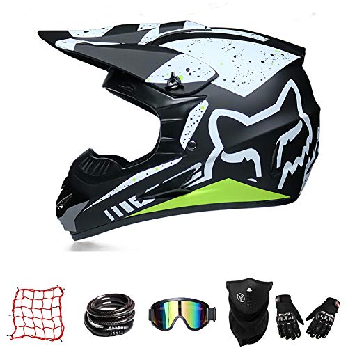 Casco De Moto De Cross-Country ZYLH, Casco De Cross con Gafas, Casco para Jóvenes, Casco De Cross para Niños, Casco De Descenso para Niños, Protección Facial Combinada (L(57-58cm))