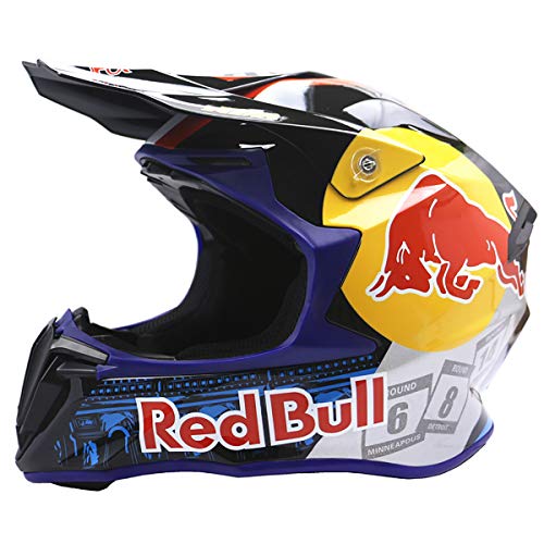 Casco de motocross Regalo deportivo para hombres Certificado DOT/ECE Casco deportivo todoterreno integral Red Bull Pattern A,S=55-56CM