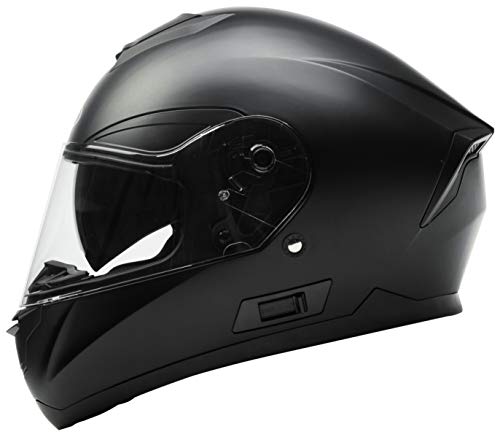 Casco Moto Integral ECE Homologado - YEMA YM-831 Casco de Moto Scooter para Mujer Hombre Adultos con Doble Visera -Negro Mate-XL