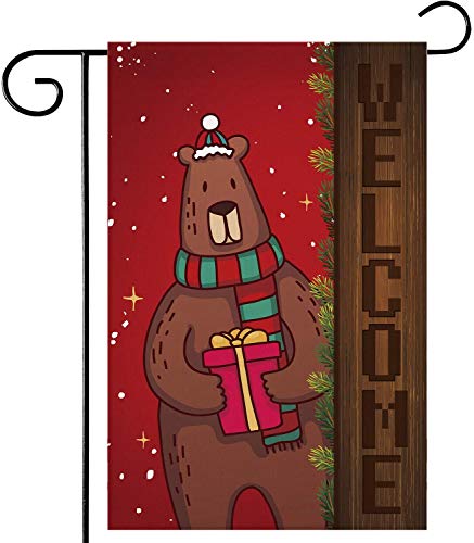 CHENYYY - Bandera de arpillera de bienvenida para jardín, doble cara, 30 x 45 cm, decorativa de Navidad, regalo de oso cálido, jardín, patio, bandera de césped y decoración al aire libre