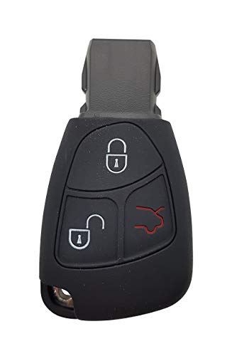 CK+ - Carcasa para llave de coche Mercedes, con 3 botones, sin llave, de silicona, para categoría A-B-C-E-G-V-S-R, AMG, CLA, CLS Negro