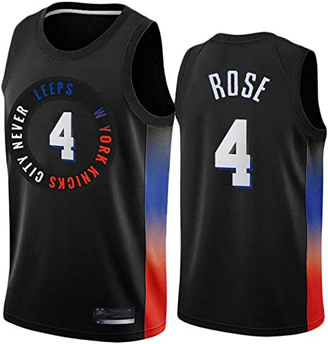 CXJ NBA Basketball Jerseys - NBA New York Knicks # 4 Derrick Rose Men's Jerseys - Fan Edition Unisex Sin Mangas Sudadera Camiseta Vestidos,B,XXL(185~190CM/ 95~110KG)