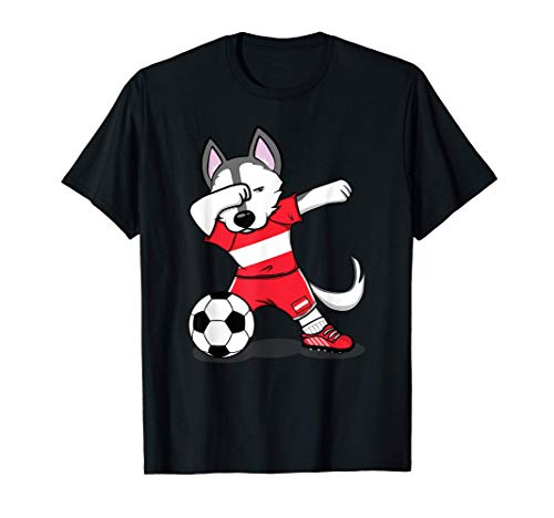 Dabbing Husky Dog Austria Fútbol - Bandera de Austria Camiseta