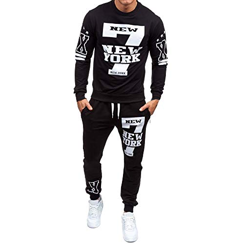 DEELIN Moda De Los Hombres Casual New York Printed Jersey Sudadera con Capucha Sudaderas con Capucha De Lazo Sudaderas Pantalones Juegos Deportivos CháNdal Traje